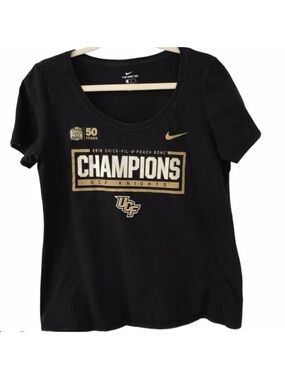 Nike UCF Knights 2018 Peach Bowl Champions Graphic Tee Shirt Black Rare Size M
